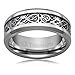 Cavalier Jewelers 8MM Men's Titanium Ring Wedding Band | Celtic Dragon Design Over Black Inlay