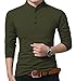 YTD Men's Casual Slim Fit Pure Color Long Sleeve Polo Fashion T-Shirts (US Medium, Long Sleeve Army Green)
