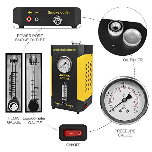 AUTOOL Pipe Leak Detectors EVAP Leak Tester Machine Automotive Conduit Pipe System Fuel Leak Detector Automotive Fuel Leakage Diagnostic Tester Adjustable Flow Meter for 12V Car Vehicle Boat - Thumbnail 2