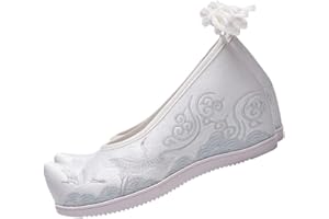 Holibanna 1 Pair Hanfu Shoes Chinese Style Embroidery Shoes Retro Wedge Heel Ballet Shoes for Women Girls