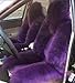 IMQOQ A Pair Genuine Sheepskin Fur Car 2 Front Seat Covers Set Winter Warm Universal Purple