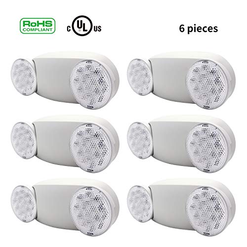 Ainfox 6Pack Emergency Exit Light, Dual Head with Battery
