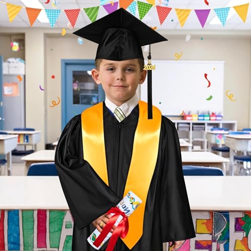 GOGOBAO Kindergarten Graduation Cap and Gown Set with Tassel 2025 Charms Graduations Stoles for Kid Preschool