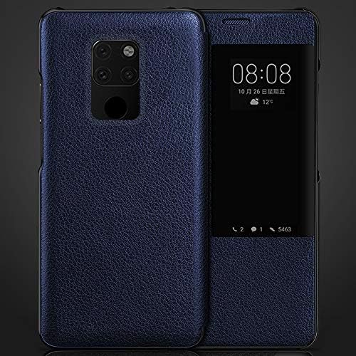 Ckeyizu，Huawei Mate 20 X Smart View Flip Case， with Flexible and Durable Shock Absorption with Leather Holster Design，Compatible with Huawei Mate 20 X (Blue, Mate 20 X)