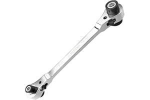 HAKUWI 8 in 1 Ratchet Wrench, Chrome Vanadium Steel, 280mm Long, 530g Weight, 8 Sizes Compatible, Easy to Use