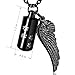 XIUDA Cylinder Urn Necklace for Ashes Paw Print Cremation Jewelry for Dog and Cat Stainless Steel Memorial Keepsake Pendant with Angel Wing