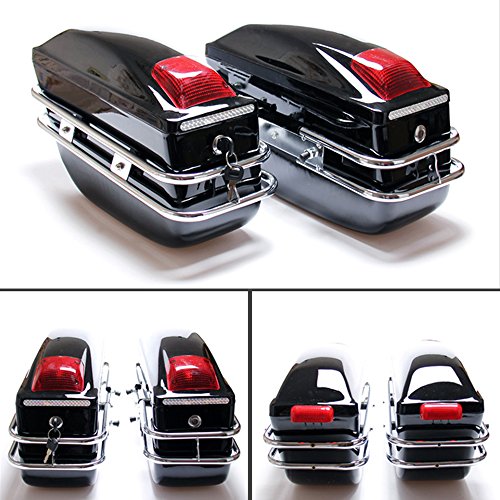 Vogvigo Motorcycle Modified Side Boxs Twin Motorcycle Bike Panniers Saddlebags Travel Bags PP Plastic Material 42 15.5 26.5CM 2 Pcs (Black)
