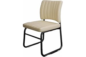 Mid-Back Home Office Desk Chair Wheel-Free Design, PU Padded Comfort armless Computer Chair, Ergonomic Design Armless(White,F