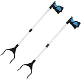 Housolution Reacher Grabber Tool, [2 Pack] 32" Foldable Pickup Tool, Aluminum Reaching Aid with Rotating Rubber Gripper, Long