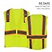 SHORFUNE High Visibility Mesh Safety Vest with 10 Pockets, Mic Tabs, Zipper and Reflective Strips, Reflective Construction Vest for Men and Women, ANSI/ISEA Standards, Yellow, XL