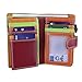 Ladies Luxury Soft Black (Multi Colored Inside) Hand Double-Stitched Real Nappa Leather RFID blocking Small Multi Fall Purse Large Multi Credit Card Wallet with Zip Up Coin Compartment