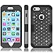 iPhone 7 Case, LONTECT Hybrid Heavy Duty Shockproof Diamond Studded Bling Rhinestone Case with Dual Layer [Hard PC+ Soft Silicone] Impact Protection for Apple iPhone 7 - Black