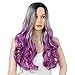 AISI HAIR Ombre Purple Wavy Side Part Wig Cosplay Long Curly Purple Hair for Black Women Natural Looking Fiber Wig