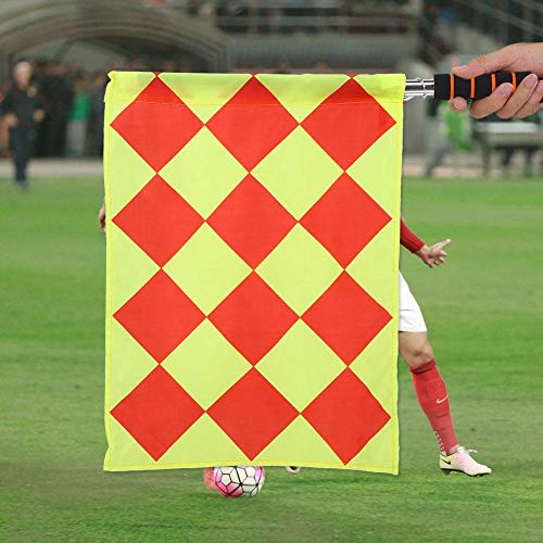 Eboxer 2 Pieces Linesman Flag with Plastic Tube, Flag for Soccer Referee, Accessories for Soccer Training Match