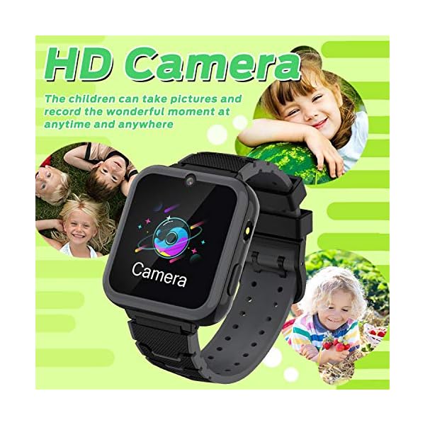 Kids-Smartwatch-Phone-for-Boys-Girls-with-HD-Touch-Screen-Smart-Watch-for-Kids-with-Games-Music-Player-Two-Way-Call-SOS-Flashlight-Calculator-Recorder-Alarm-Clock-Birthday-Gifts-for-3-12Y-BLACK Kids Smartwatch Phone for Boys Girls with 16 Games, HD Touch Screen Smart Watch for Kids with Games Music Player Two-Way…