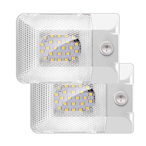 TURN RAISE 2 Pack 12V Led RV Ceiling Dome Light, 300LM RV Interior Lighting for Trailer Camper with ON/Off Switch for RV/Car/Trailer Boat/Camper, Natural White