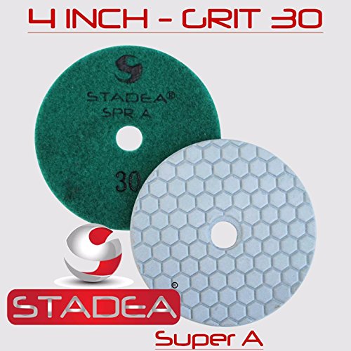 Stadea DPPD04SPRA030G1P Dry Diamond Polishing Pad for Concrete Granite Polishing with 4-Inch Grit 30