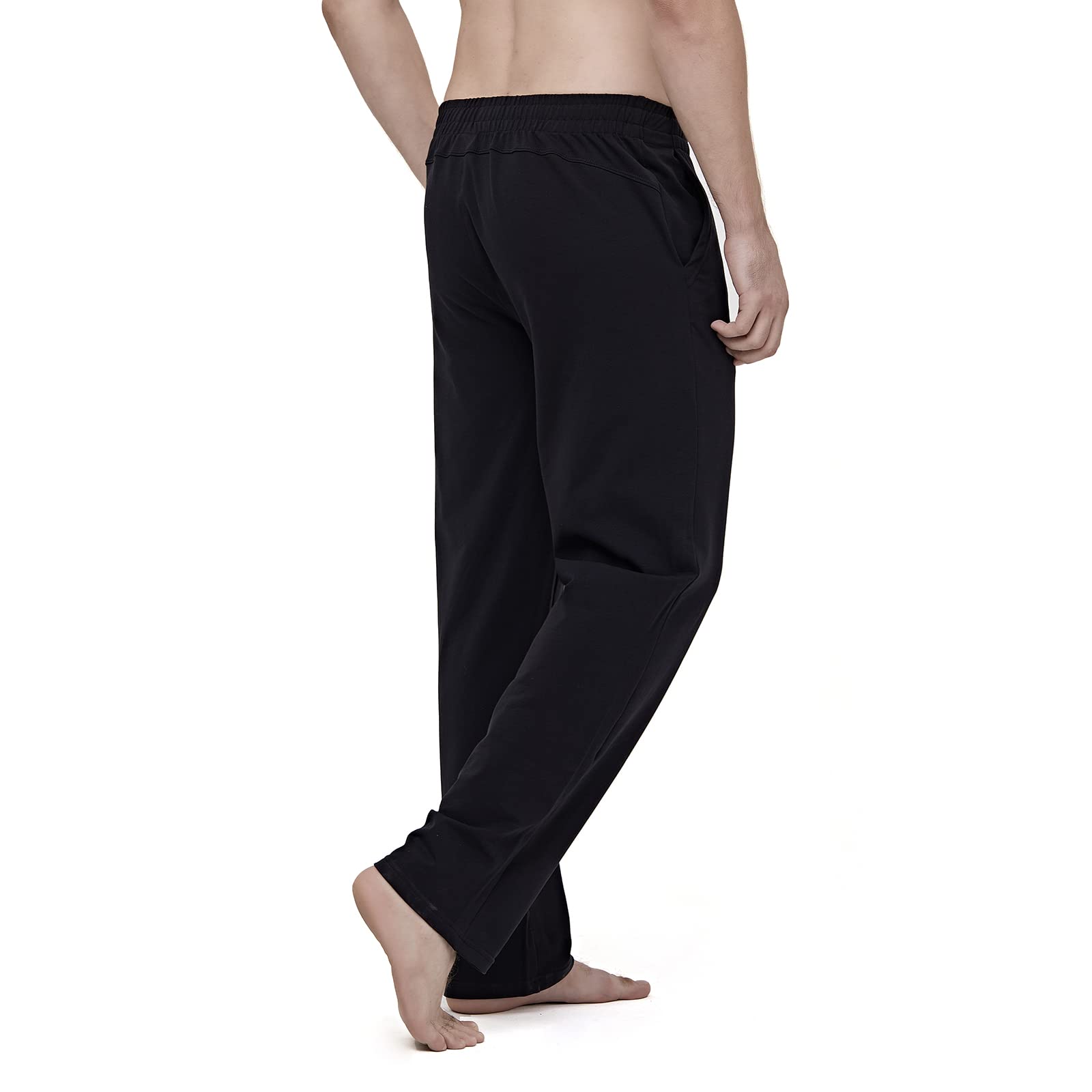 HMIYA Herren Jogginghose Baumwolle Sweathose Lange Atmungsaktiv Sporthose Yogahose Klassische Trainingshose mit Taschen(Schwarz,XL) 3