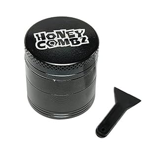 Image of HoneyCombz Aluminum 4 Piece Hand Grinder Mill For Fine Coarse Grind Spice Peppers Herbs - 1 inch / 30mm - Black
