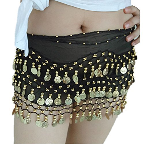 2018 egyptian black dangling multi-row gold coins belly dance hip…