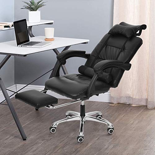 Samoii Ergonomic High-Back Reclining Executive Classic Leather Rolling Swivel Wheel Movable Adjustable Height Office Computer Desk Chair Gaming Chair with Armrest Footrest Headrest,USA