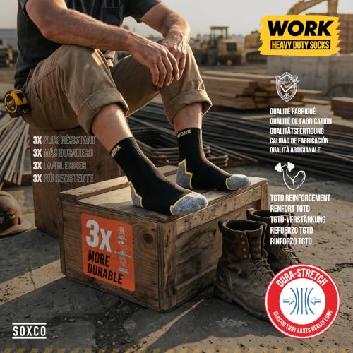 SOXCO 10 Pairs Mens Work Socks Reinforced Quarter Long Short Socks WORK Socks