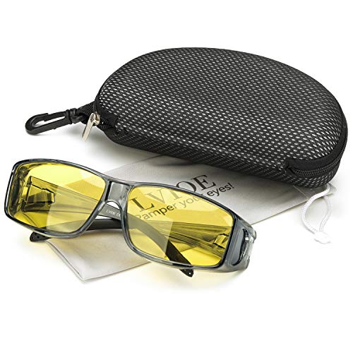 LVIOE Wrap Around NightVision Glasses, Fit Over Prescription Glasses