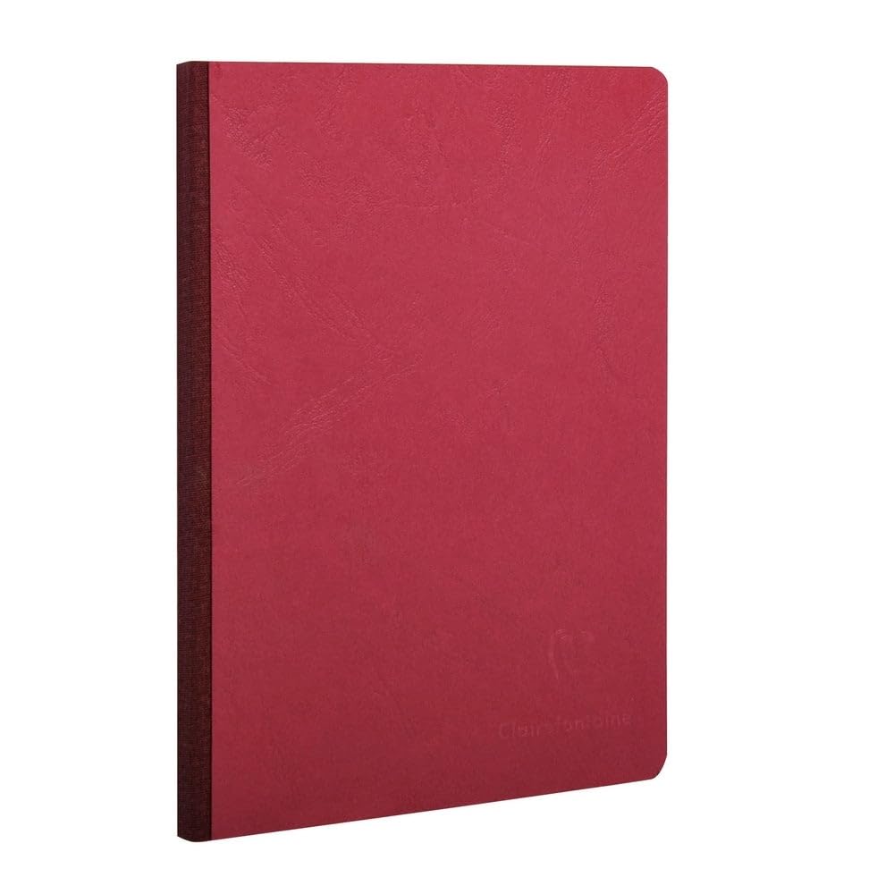Clairefontaine 795402C Collection Age Bag A Stitched Notebook With Red Canvas Back - A5 14,8x21 cm - 192 Plain White Pages - Paper 90 g - Cover Card Leather