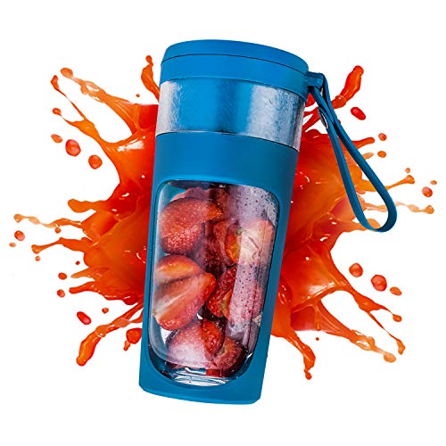 Portable Juice Blender Cordless Personal Blender, USB Mini Juicer 300ml Baby Food Blender, Rechargeable Travel Juicer, Large Capacity Personal Size Fruit Mixer Shakes Smoothies Cup, Blue Green - Thumbnail 6