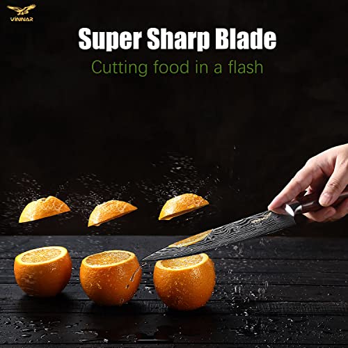 VINNAR Kitchen Chef Knife Sets 10 piece Box, Multifunctional kitchen Knives Japanese Professional High Carbon Stainless Steel with Red Solid Wood Handle for Vegetable Meat Fruit Cutting