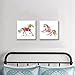 Gardenia Art - Colorful Running Horses Canvas Prints Modern Wall Art Abstract Paintings Stretched and Framed Artwork for Room Decoration,12x12 inch, Framed, 2 PCE/Set