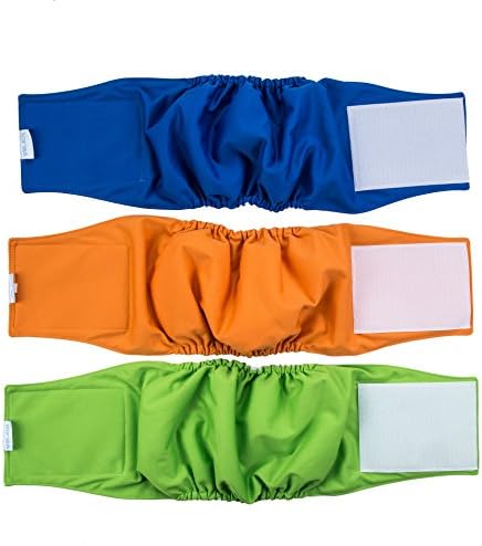 VIILER Pack of 3 Reusable and Absorb Dog Diapers/Belly Bands/Wraps/ for Small/Medium Male Dogs (L:20"- 25"waist)