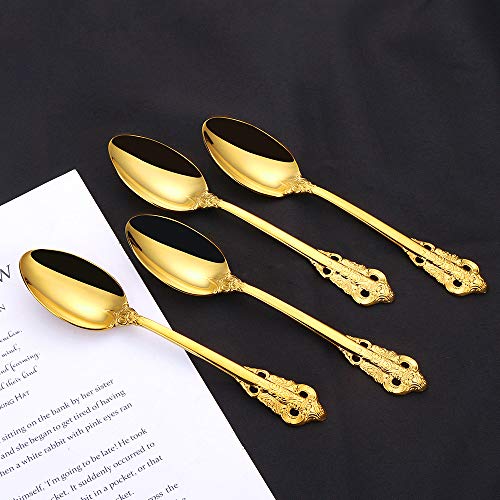 TD HOME Mirror Polished Gold Dinner Spoons, 6 Pieces Stainless Steel Spoons for Home,Kitchen,Restaurant,Hotel, Set for 6 - Image 7