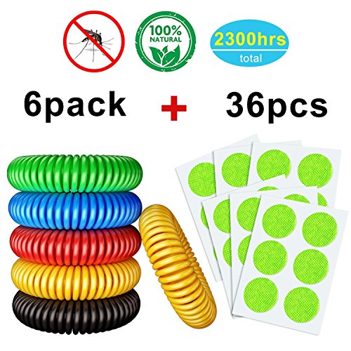 Mosquito Repellent Bracelet Insect & Bug Repellent Bands,100% Natural,Keeps Pests & Bugs Away From Kids, Adults, Adjustable Wristbands for Indoor and Outdoor 20 pack with FREE BONUS 30 patches