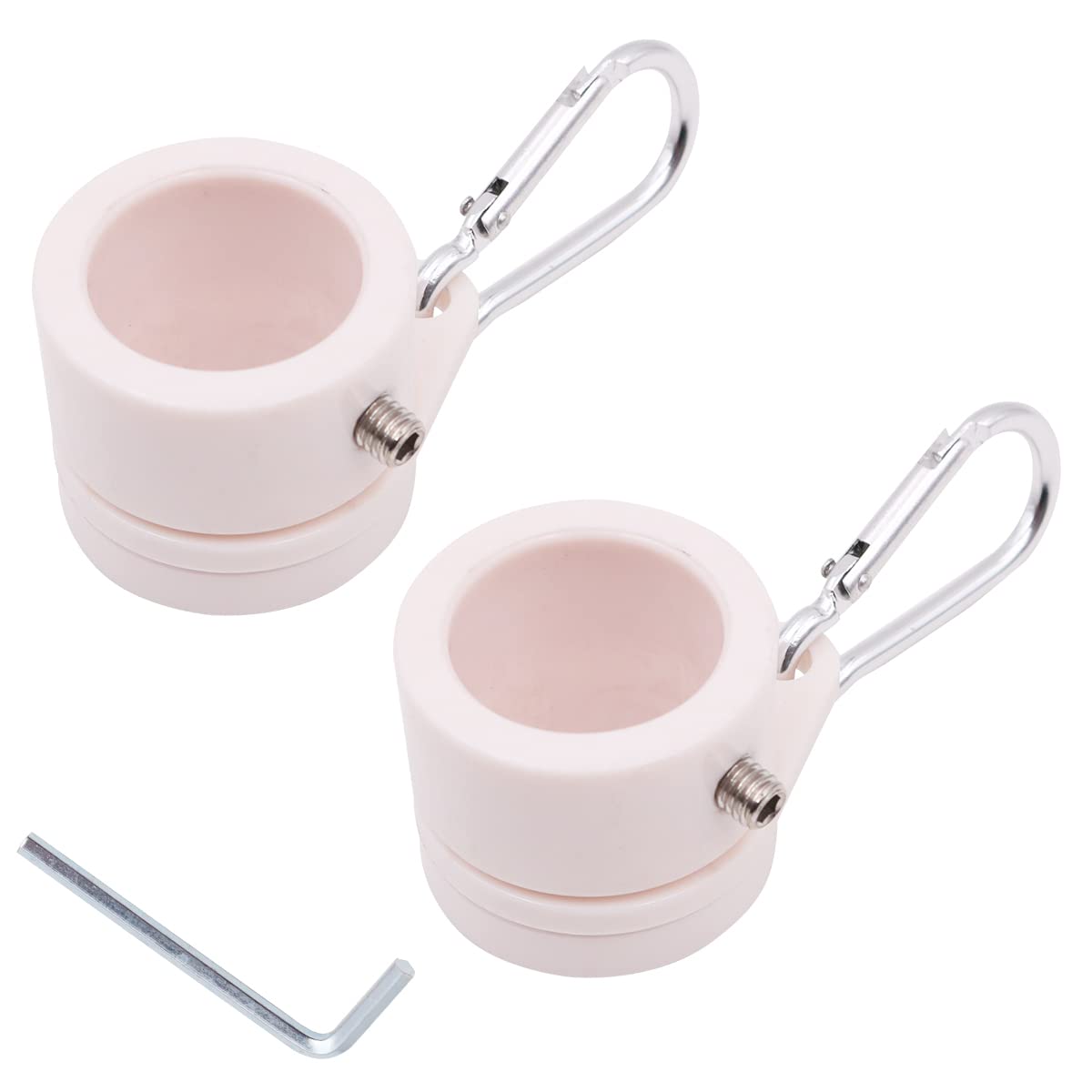 Shiwaki 2Pcs Rotating Flag Pole Rings, White Flagpole buckle,Flagpole swivel collar, Adjustable Mounts with Metal Clips for 1.8-2.5cm Flag Pole