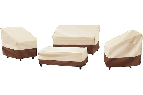 Loriano Patio Furniture Cover Set, 4 Piece Outdoor Furniture Cover Waterproof, 600D Heavy Duty Lawn Patio Set Covers
