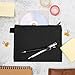 HoneyJar Zipper Bag - Set of 5 - Carry All Pouch to Organize Travel Toiletries Pens Cosmetics (Black, 8 x 6 Inch)