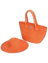 Marino Best - Bolso de playa y sombrero de sol para mujer, sombrero de paja y bolsa de natación, protección solar UPF 50 +