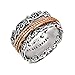 PZ .925 Sterling Silver and Rose Gold Over Silver Spinner Ring