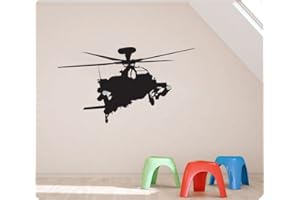 WALLPRESSIONS 36" Helicopter Chopper Military Apache Army Silhoute Wall Decal Sticker Art Home Décor