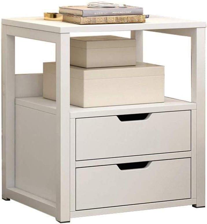 YJLGRYF Modern Drawer Bedside Side End Table Nightstand Bedroom Living Room Storage Unit (2 colors) Home office (Color : White, Size : Double drawer)