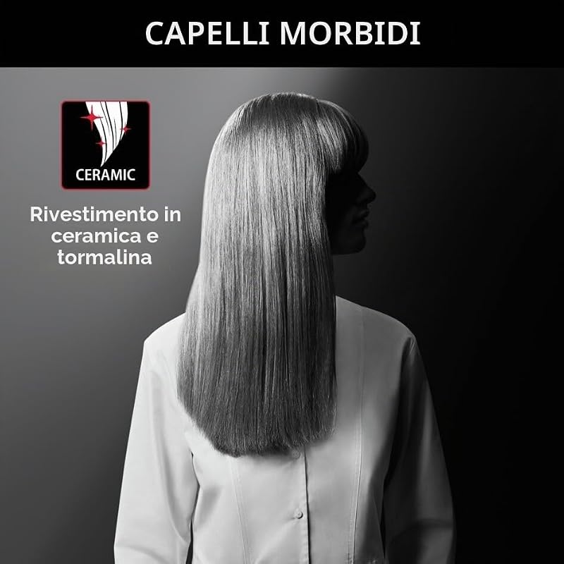 Karl Lagerfeld - Piastra per capelli Easyliss SF161L, funzionamento con un solo pulsante, rivestimento in ceramica tormalina, sistema a piastre mobili, funzione Straight & Curl, costante