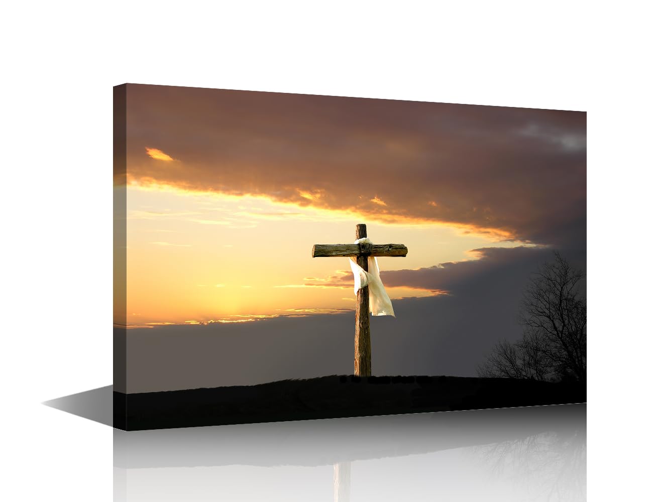 TISHIRON Jesus Crosses Canvas Wall Art Decor Redeemer Pictures for Living Room Bedroom Easter Cross Painting Wall Art for Office Modern Artwork Poster Prints Framed Ready to Hang - 12" Wx18 H