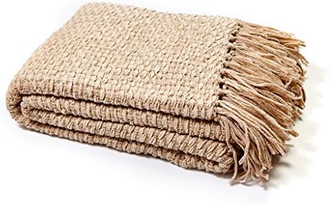 StyleMyBedroom Luxury Chunky Chenille Knitted Sofa/Bed Throw Blanket in 7 Colours & 4 Sizes (230cm x 254cm (90" x 100"), Beige)