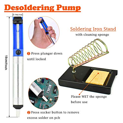 Soldering Iron Kit with Digital Multimeter, Toolour 28-in-1 Soldering Kit Electronics 60w Adjustable Temperature Soldering Iron with ON/OFF Switch, 5 Iron Tips, Solder Wire, Desoldering Pump, Stand