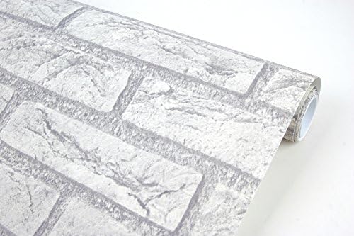 Natural White Grey Brick Pattern Vinyl Contact Paper Self-adhesive Peel-stick Wallpaper