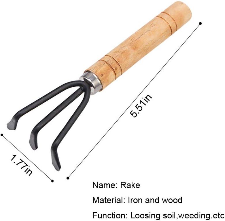 Huture Mini 3pcs Durable Spade Shovel Rake for Plant Potted Flowers Seedlings Loose Soil Erramientas Bonsai Wooden Handle Perfect Size for Little Hands Light Use Indoor Outdoor Gardening Care Gifts : Garden & Outdoor
