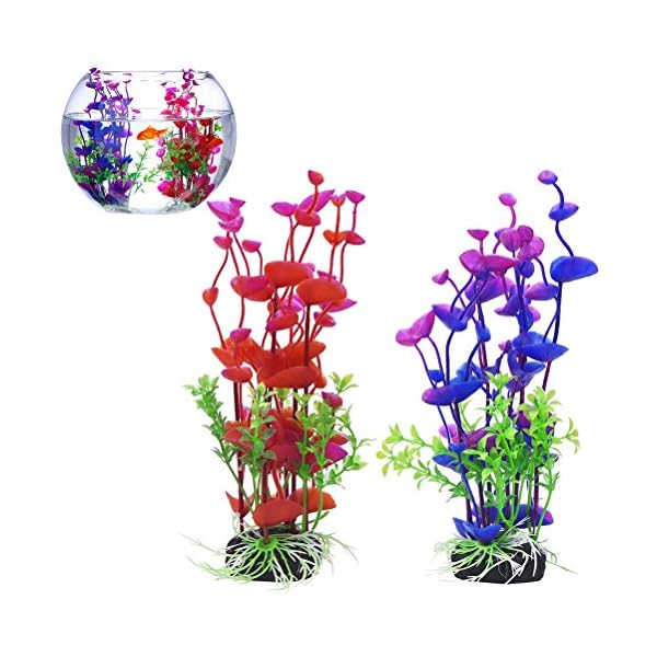 UEETEK 2 Pz Artificiale Pianta Subacquea Erba di Mare Pianta finta Decorativo Ornamento Acquario per Acquario (Viola e…