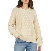 Buauty Women's Oversized Chunky Cable Knit Crewneck Sweater Fall Winter Long Sleeve Casual Pullover Tops Daily Outfits