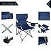 Suzeten Oversized Folding Camping Chairs Quad Arm Chair with Heavy Duty Lumbar Back Support, Cooler Cup Holder, Back Mesh Pocket, Shoulder Strap Carrying Bag, Navy Bluethumb 2
